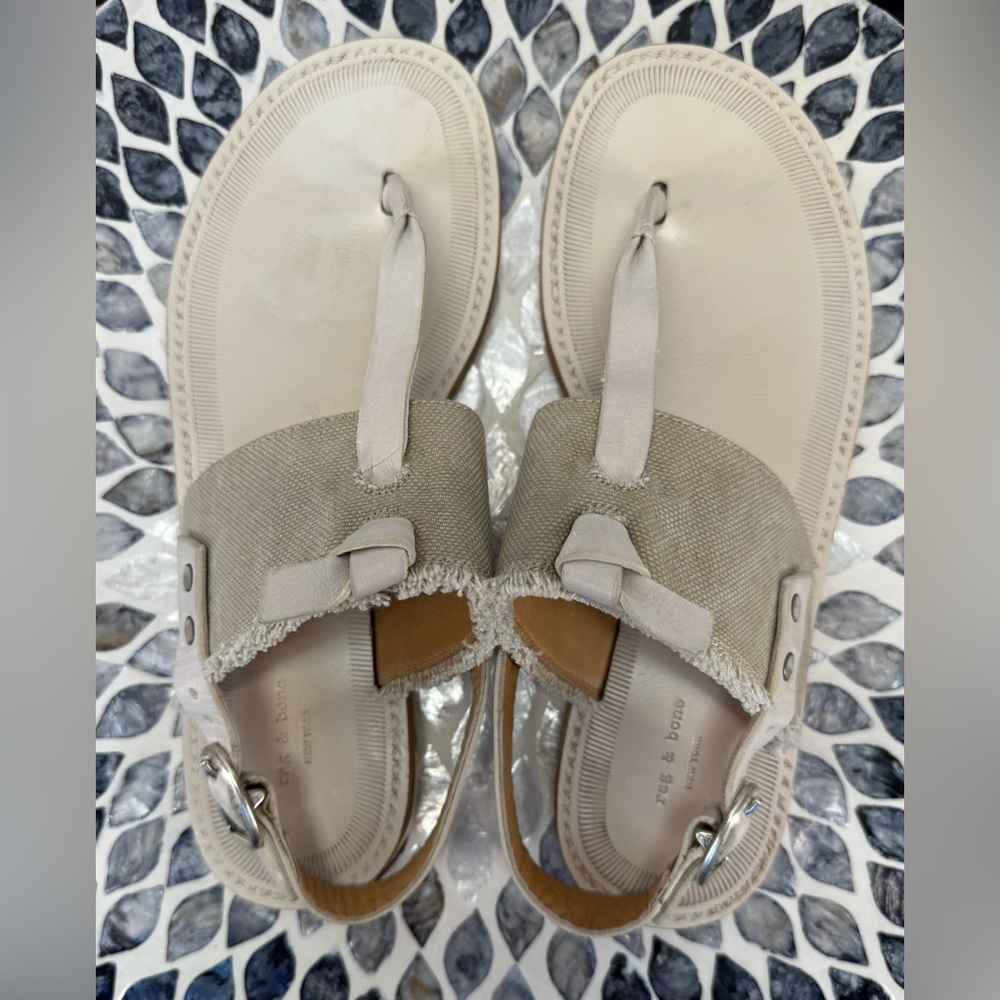 Rag & Bone Cream Sandals with T-Strap Design size 7.5 - Picture 6 of 13